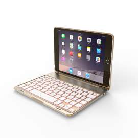 F8Smini iPadmini2/3翻盖笔记本式蓝牙键盘七彩背光铝合金蓝牙键盘